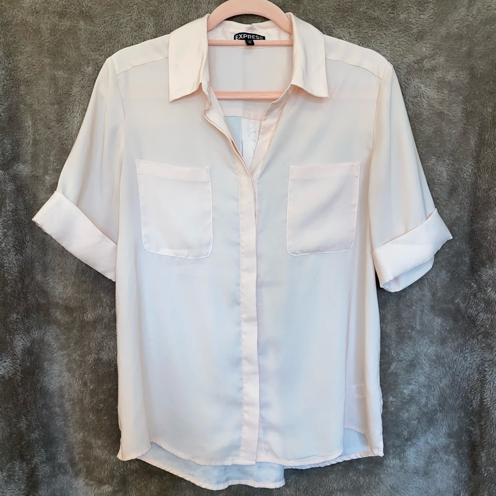 Express Button-Down Pale Pink Blouse - image 1
